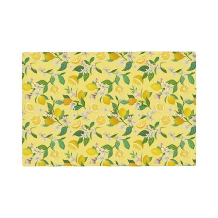 

Rocae Lemon (2) Printed Heat Resistant Place Mats Classic Hemstitch Cloth Fabric Placemats Imitation Linen Place Mat Table Mats 18x12 inch