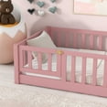 thumbnail image 5 of Twin size Floor Platform Bed with Fence and Door ,Pink, 5 of 8