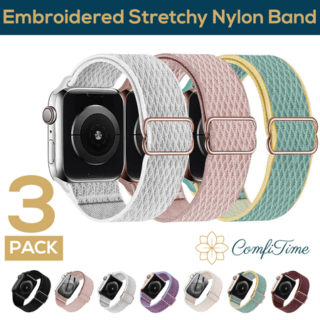 ComfiTime Apple Watch Band – Stretchy Nylon Apple Watch Sport Band 38/40/41/42/44/45 mm for Men & Women, Solo Loop Breathable iWatch Bands, Elastic Apple Watch Strap for Series SE 9 8 7 6 5 4 3 2 1