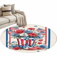 thumbnail image 2 of Independence Day Washable Round Area Rug 4 ft, U.S. Flag Themed Cartoon Boots Flowers Stripes, Soft Non Slip Rugs Stain Repellent Indoor Felt Carpet for Living Dining Room Bedroom Home Office, 2 of 9