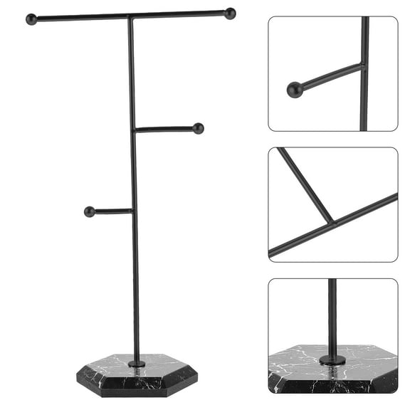 SEWCHICS Necklace Stand Tabletop Pendant Hanging Rack Black ABS 1Pack