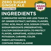 Canada Dry Caffeine Free Zero Sugar Ginger Ale Soda Pop, 2 L, Bottle