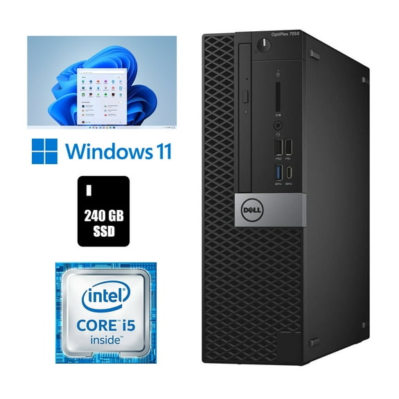 Restored Dell OptiPlex 7050 SFF Core i5 Desktop Computer 16GB RAM 240GB SSD Windows 11 Pro Wi-Fi