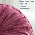 thumbnail image 2 of Velvet Pleated 15-Inch Round Throw Pillow for Home Couch Decorative (Purple, Set of 2), 2 of 6