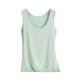 thumbnail image 2 of Womens Modal Built-in Bra Padded Camisole Yoga Tanks Tops with Built-In Support and Wide U-Neck Featuring Seamless Design Green XXL, 2 of 7