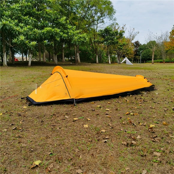 Tienda de campaña individual ligera, impermeable, portátil, para exteriores, para mochileros, color amarillo