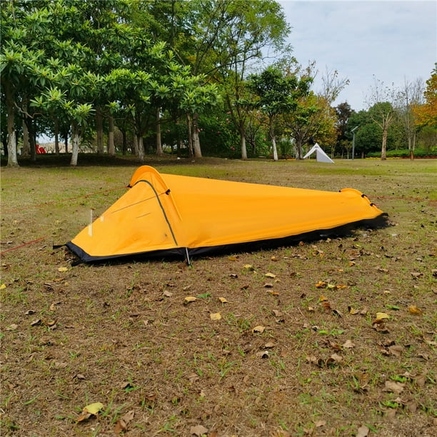 Tienda de campaña individual ligera, impermeable, portátil, para exteriores, para mochileros, color amarillo