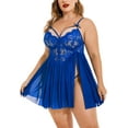 thumbnail image 2 of Avidlove Plus Size Lingerie for Women Sexy Strap Lace Chemise Nightgown V Neck Nighty Side Slit Mesh Sleepwear, 2 of 4