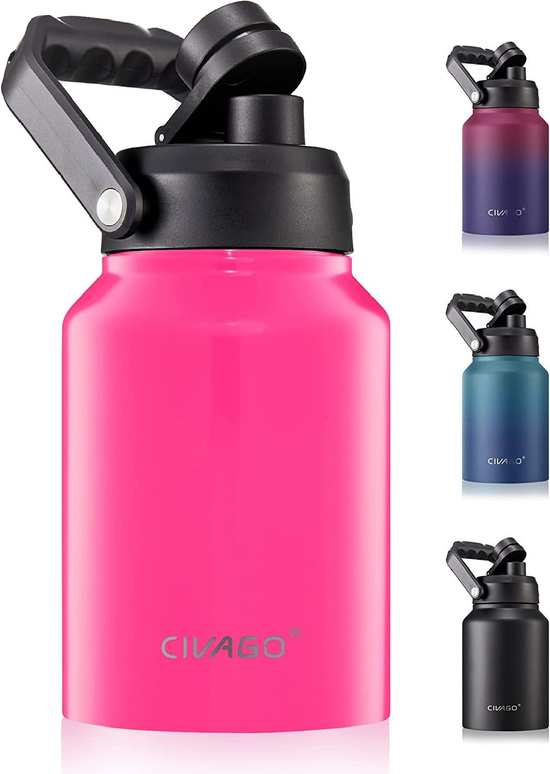 GOBATT 64 oz Stainless Steel Double Wall Insulated Water Bottle With  Straw,Half Gallon Hot & Cold Drinks Thermoses Flask, Big size Jug With  Handle
