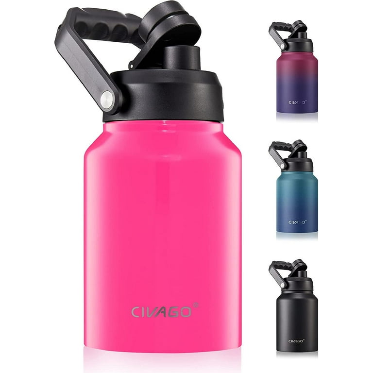 GOBATT 64 oz Stainless Steel Double Wall Insulated Water Bottle With  Straw,Half Gallon Hot & Cold Drinks Thermoses Flask, Big size Jug With  Handle