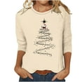 thumbnail image 3 of VKOYWKM Christmas T Shirts Women 3/4 Length Sleeve Womens Tops Christmas Tree Graphic T Shirts Casual Crew Neck Funny Family Party Tunic Top, 3 of 5