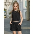 thumbnail image 2 of Arshiner Girls Summer Outfits 2 Piece Short Sets Sleeveless Tops and Shorts with Pockets Kids Clothes, 2 of 6