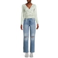 thumbnail image 2 of No Boundaries Juniors’ Surplice Ruched Tie Front Top, 2 of 5