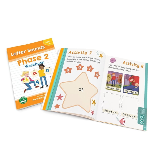 Libro de ejercicios de sonidos de letras de la fase 2 de aprendizaje para jóvenes: ¡aprenda a leer, escribir y deletrear sonidos de letras! Multi