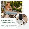 thumbnail image 4 of Round Outdoor Tablecloth with Umbrella Hole and Zipper, Blue Beige Brown Vintage Tablecloth with Elastic Waterproof, Retro Farmhouse Elegant Pastoral Patio Table Covers for 31" - 35" Pool Tables, 4 of 9