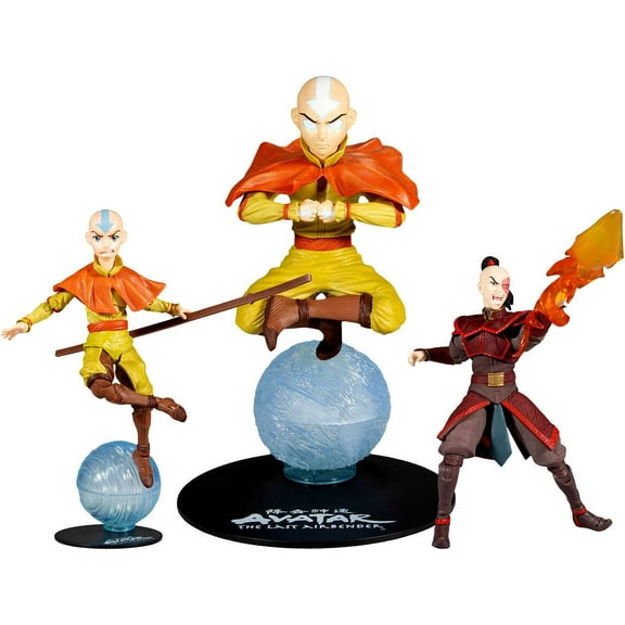 McFarlane Avatar the Last Airbender Aang, Zuko & 12 Deluxe Aang Set of 3 Action Figures BUNDLE