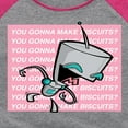 thumbnail image 3 of Invader ZIM - ZIM Happily Sticking His Tongue Out - You Gonna Make Biscuits - Toddler And Youth Girls Raglan Graphic T-Shirt, 3 of 4