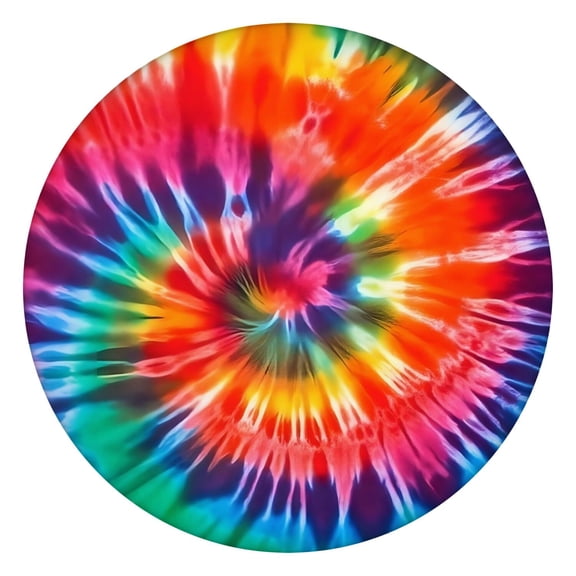 Colorful Rainbow Tie Dye Spiral Pattern Round Fitted Tablecloth with Elastic Edge,Dining Table Cover Waterproof,Outdoor Round Tablecloth for Camping,Dining,Indoor and Outdoor
