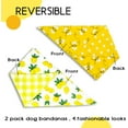 thumbnail image 3 of Summer Dog Bandanas 2 Large Pack,White Lemon Plaid Yellow bee Dot Reversible Adjustable Triangle Pet Scarves for Boy and Girl,Cute Fruit Bandana for Small Medium Large Dogs Cats(Medium), 3 of 5