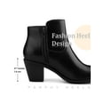 thumbnail image 4 of BLISSFUL STEP Women's Ankle Boots Chunky Heel Round Toe Zipper Faux Leather Boots Black 8, 4 of 6