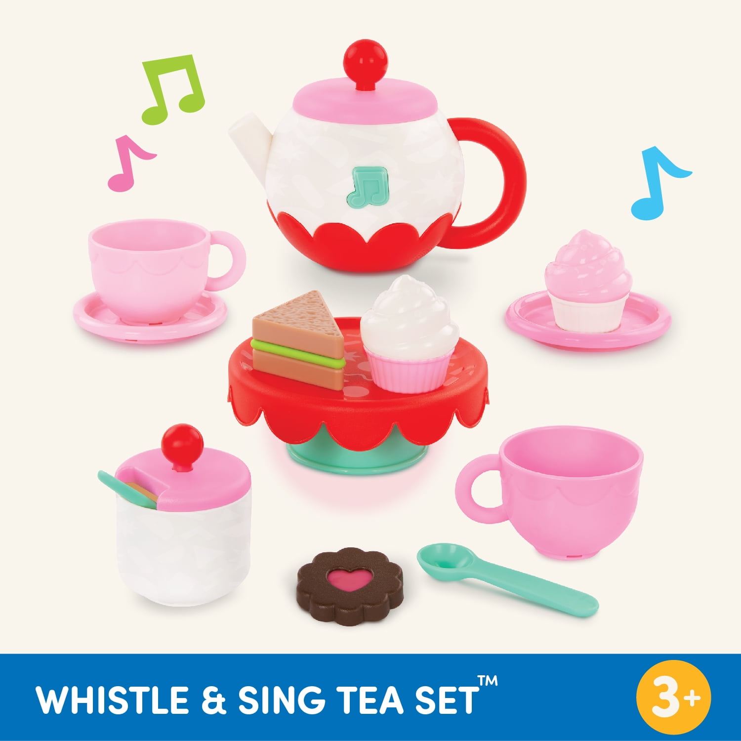 Battat Whistle & Sing Tea Set Musical Teapot with Accessories, Toddler and Preschool Toys