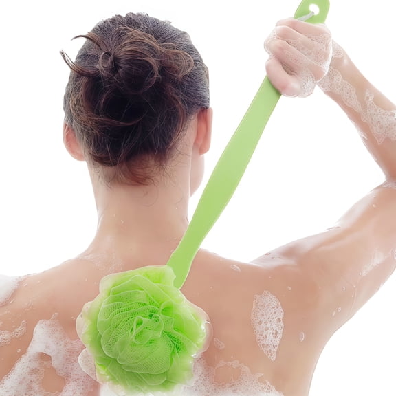 GIXUSIL 17-inch Long Handle Back Scrubber - Exfoliating Loofah Bath Brush for Men & Women, Ideal Shower Gift (Green)