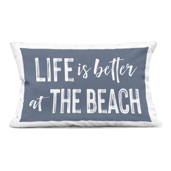 Stupell Industries Life Better At Beach Blue Decorative Printed Throw Pillow, design by Lettered and Lined
