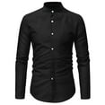 thumbnail image 2 of Business Men Solid Color Stand Collar Button Down Long Sleeve Slim Fit  Shirt, 2 of 8