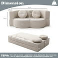 thumbnail image 6 of Eyisean 76" Cotton Linen Convertible Floor Sofa Bed, 2-in-1 Comfy Twin Sleeper Couch with Pillows, Medium-Soft Futon Loveseat Mattress for Living Room, Small Space, No Assembly Required, 6 of 11