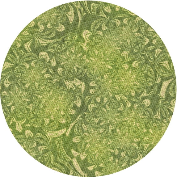 Ahgly Company Indoor Square Patterned Acid Green Area Rugs, 3' Square