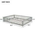 Miniyam Queen Size Toddler Floor Bed with Fence, Gray