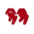 thumbnail image 2 of BemeyourBBs Newborn Baby Boys Valentines Day Outfits Long Sleeve Lover Boy Letters Embroidery Romper with Pants 2Pcs Spring Clothing Set, 2 of 9