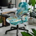 thumbnail image 2 of Renewold Marble Teal Gold Office Chair Cover Decorative Rotating Chair Slipcover Stretch Soft Chair Protector Cover for Desk Computer Chair St. Patrick's Day Decor, S, 2 of 7