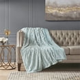 thumbnail image 2 of Madison Park 100 Percent Polyester Solid Brushed Long Fur Throw in Aqua Blue, 2 of 7