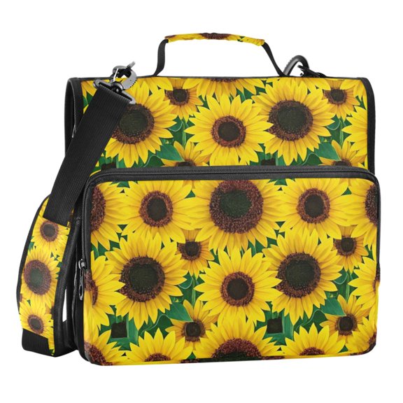 ALAZA Zipper Binder Sunflower Pattern 3 Ring Trapper Keeper File Folder Organizer Bag