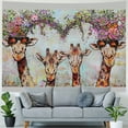 thumbnail image 4 of Orinice Giraffes Flowers Heart-Shaped Frame Tapestry Wall Hanging Unique Style Graphic Tapestries Home Wall Decor Art for Living Room Bedroom Apartment Farmhouse Dorm 60x50inch, 4 of 6