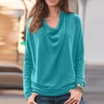 thumbnail image 2 of Pompotops T-Shirt Décontracté à Col Rond pour Femmes Manches Longues Ample Chandail Tops Blouse, 2 of 9