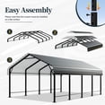 thumbnail image 2 of Walsunny 12X20 FT Carport, Outdoor Heavy Duty Carport Canopy with Galvanized Steel Roof, Metal Carport Extra Large Garage Car Storage Shelter, Gray, 2 of 7