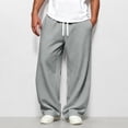 thumbnail image 3 of Men's Baggy Sweatpants Wide Leg Barrel Sweat Pants Drawstring Elastic Waist Loose Fit Slacks with Pockets, L, 3 of 5