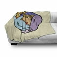 thumbnail image 3 of Retro Soft Flannel Fleece Throw Blanket, Pop Art Comic Illustration of Beauty Sleeping Woman Bedtime Zzz with Comfy Pillow, Cozy Plush for Indoor and Outdoor Use, 60" x 80", Multicolor, by Ambesonne, 3 of 6