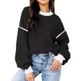 thumbnail image 1 of Suéter Abrigo Gibobby Top para polainas mujer camisetas manga larga cuello Ajuste holgado informal negro M, 1 of 4