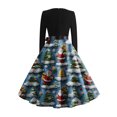 thumbnail image 7 of Christmas Dresses for Women Women's Fashion Round Casual Slim Fit Christmas Print Large Swing Long Sleeve Dress with V Neck for Holiday Party,Sky Blue,M, 7 of 7