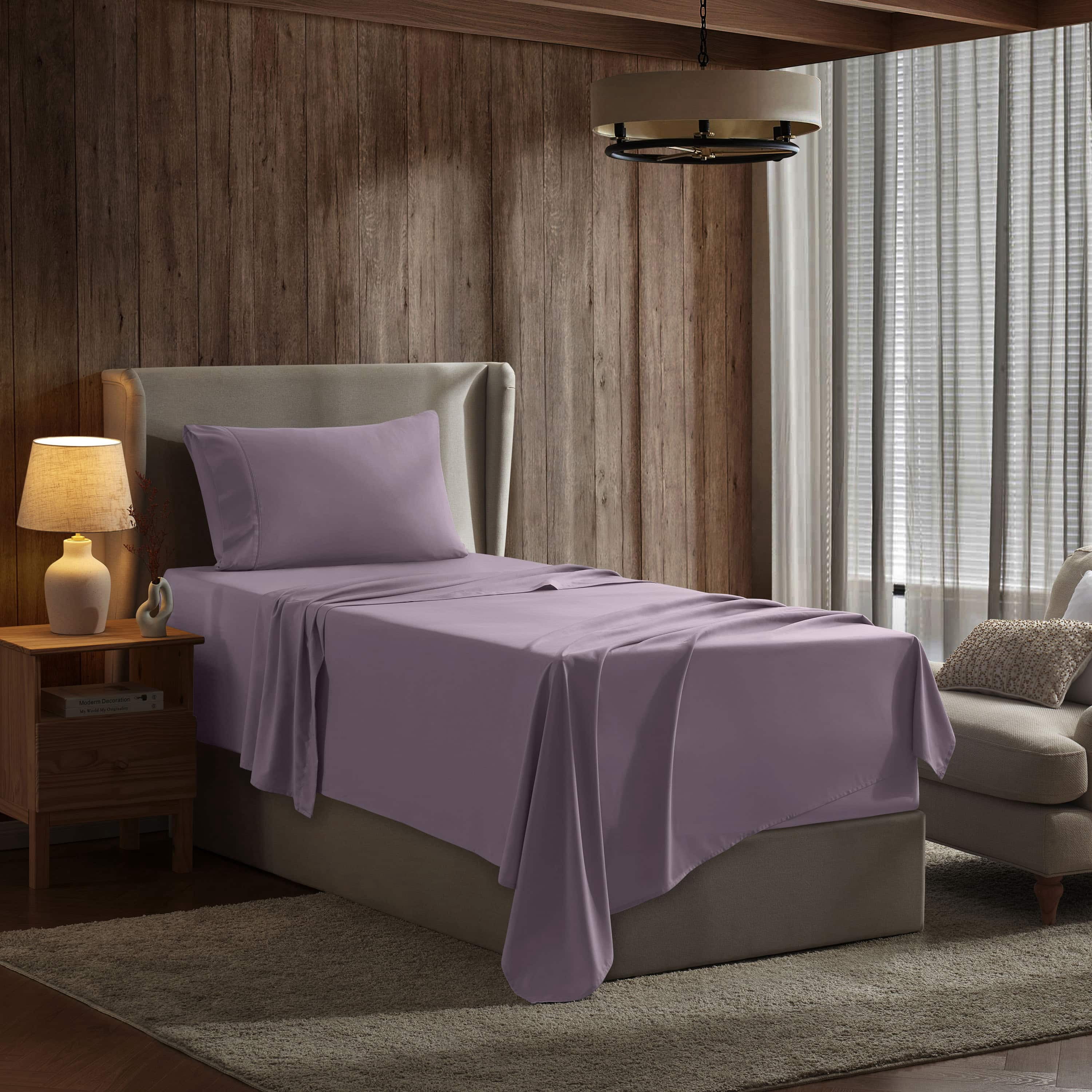 LammaLoe Extra Deep Pocket Twin Xl Sheets Set, 3 Piece, Fits 18"-24" Mattress, Breathable & Extra Soft Bed Sheets, Dusty Purple