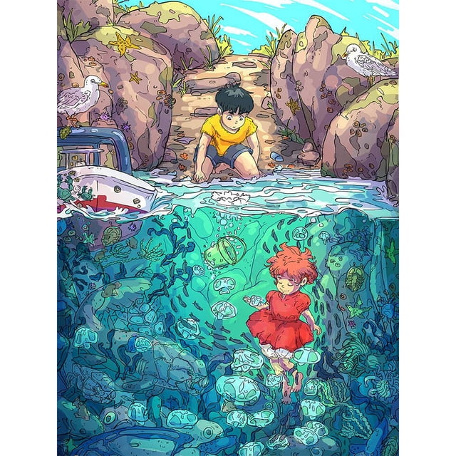 Lleno Diamantes Ponyo Sosuke Serie Personajes Diamante Resina 30 * 40 CM FH375 20 Colores