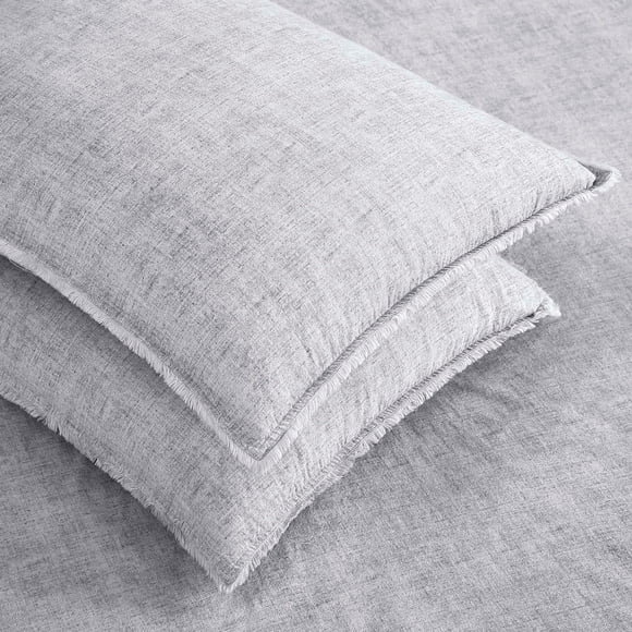 Brielle Home Callan 100 % Coton Texture Imprimée Boho Chic Ensemble de Literie 3 Pcs avec 2 Taies d'Oreiller Ensemble de Couette Toutes Saisons, Gris, Grand Lit/Grand