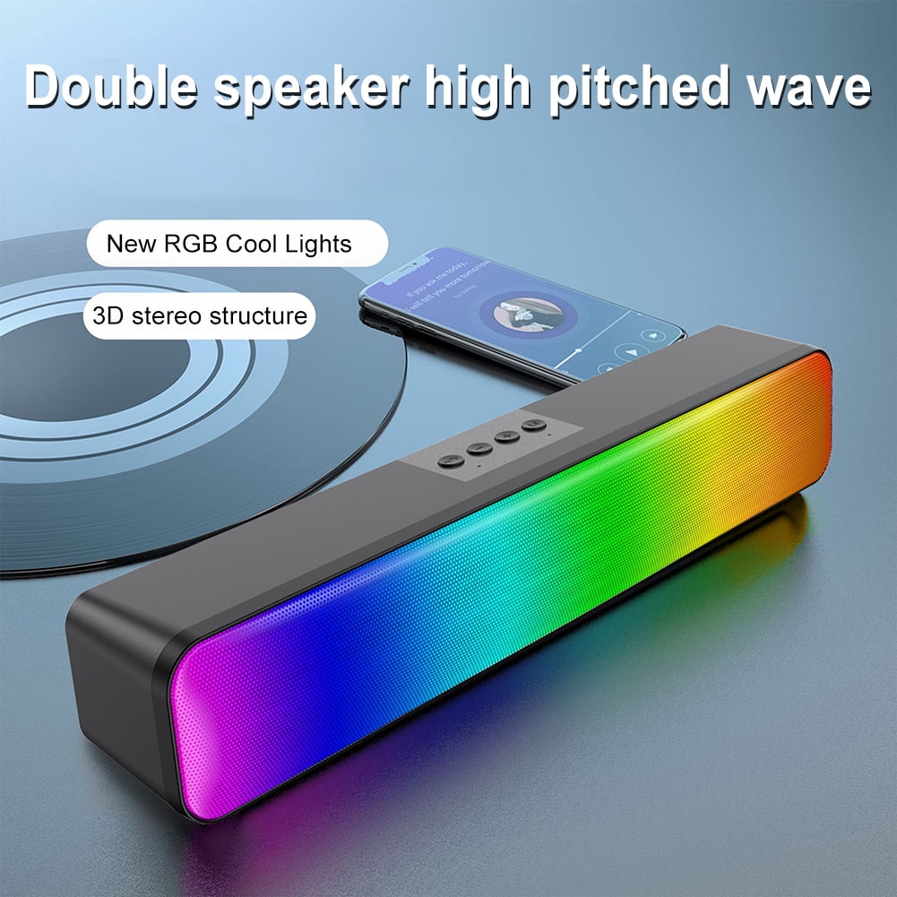 Btidfty Rgb Wireless Speaker Bluetooth-compatible 3D Stereo Sound Bar Usb Powered Portable Mini Loudspeakers with Subwoofer Double Speaker High Volume for Pc Laptop