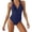 Navy(Swimwear), variant on Womens Ruched One-Piece Swimsuit with Plunge Halter Neck & Bow-Tie Back Tummy Control Bathing Suits