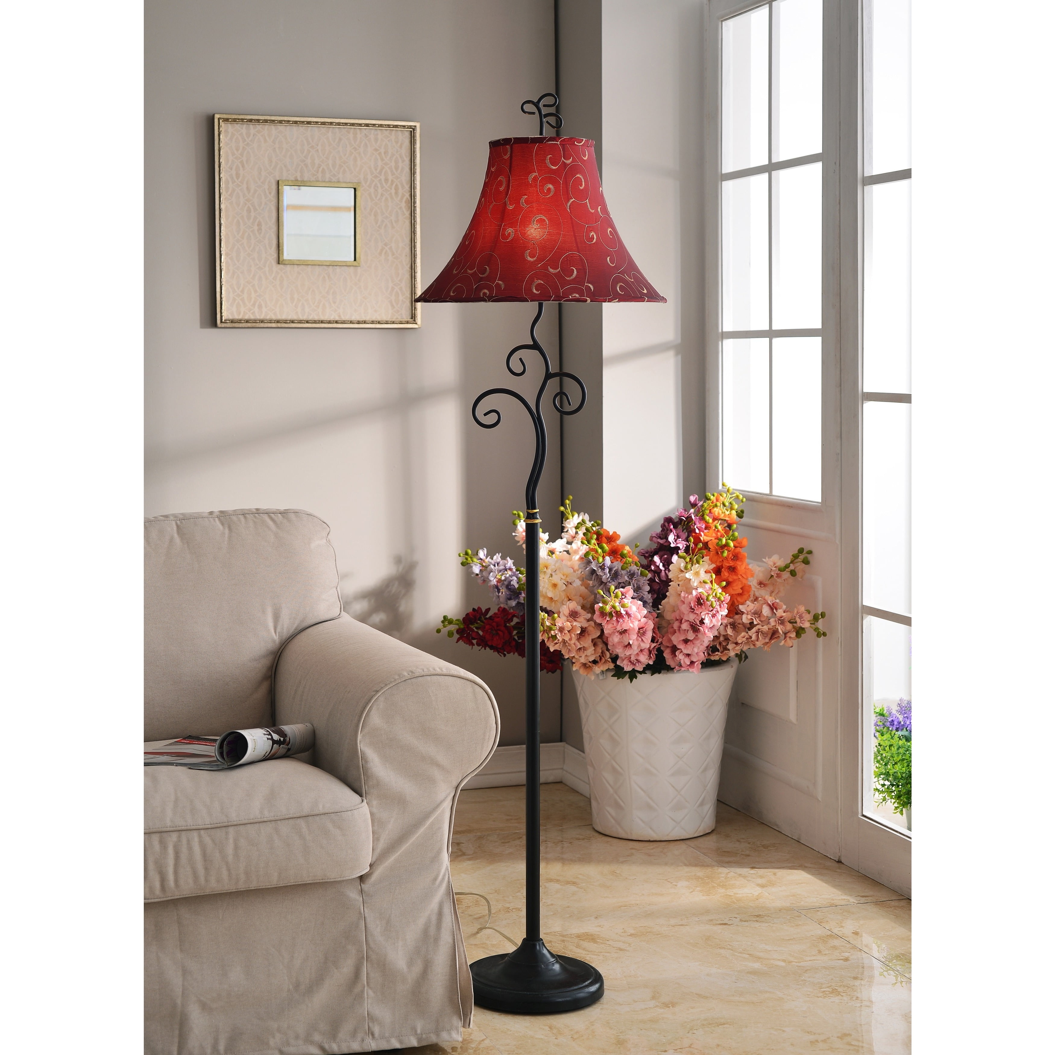 Design Craft Ramone Bronze Finished Red Metal Fabric 61 Inch Floor Design Craft Ramone Bronze Finished Red Metal Fabric 61 Inch Floor Lamp Com