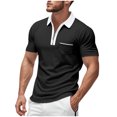 thumbnail image 2 of USNSM Men's Summer Casual Shirts Quick Dry Lightweight Cotton Short Sleeve T Shirt Classic Zipper Collar Tee with Pocket Black L, 2 of 8