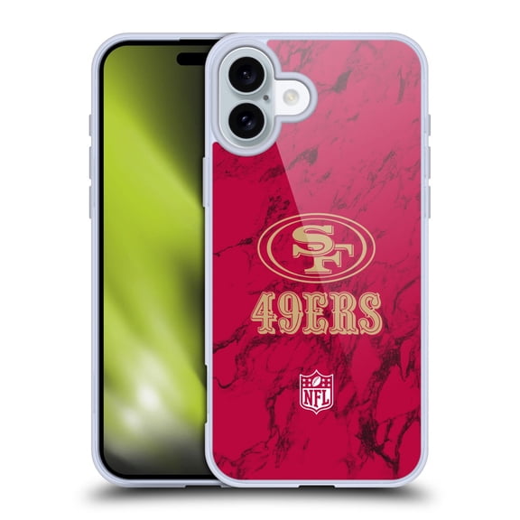 Head Case Designs NFL San Francisco 49ers Graphics Coloured Marble Soft Gel Case for Apple iPhone 16 Plus